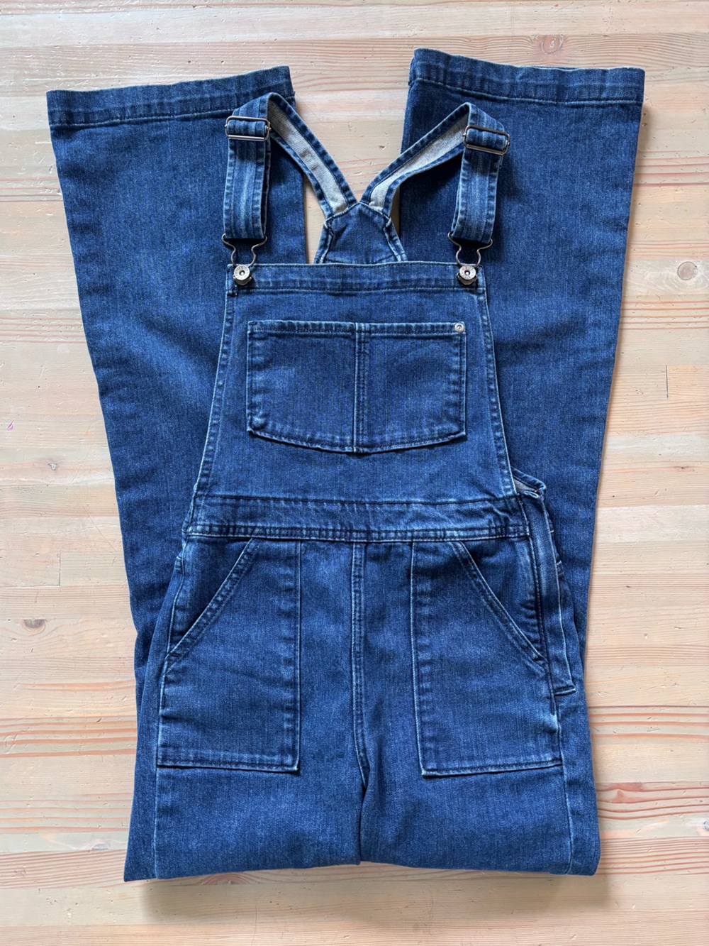 H&M Loves Coachella Dark Blue Denim Flare Overalls - Size: 6